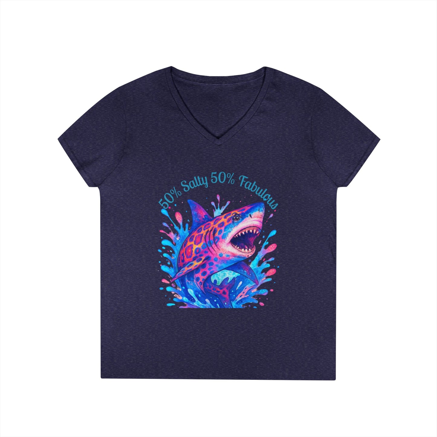 Salty Shark Ladies' V-Neck T-Shirt