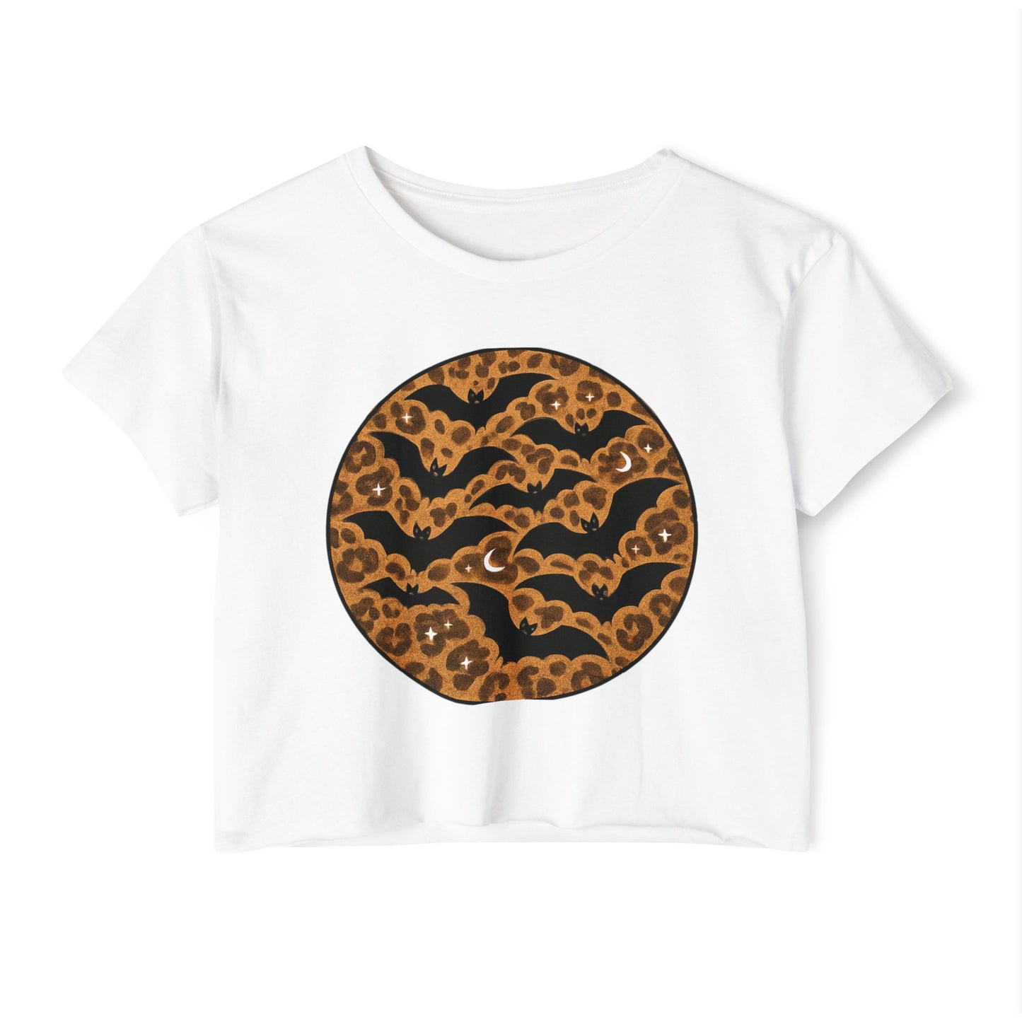 Leopard Print Bats Women's Crop Top
