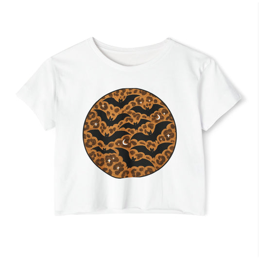 Leopard Print Bats Women's Crop Top