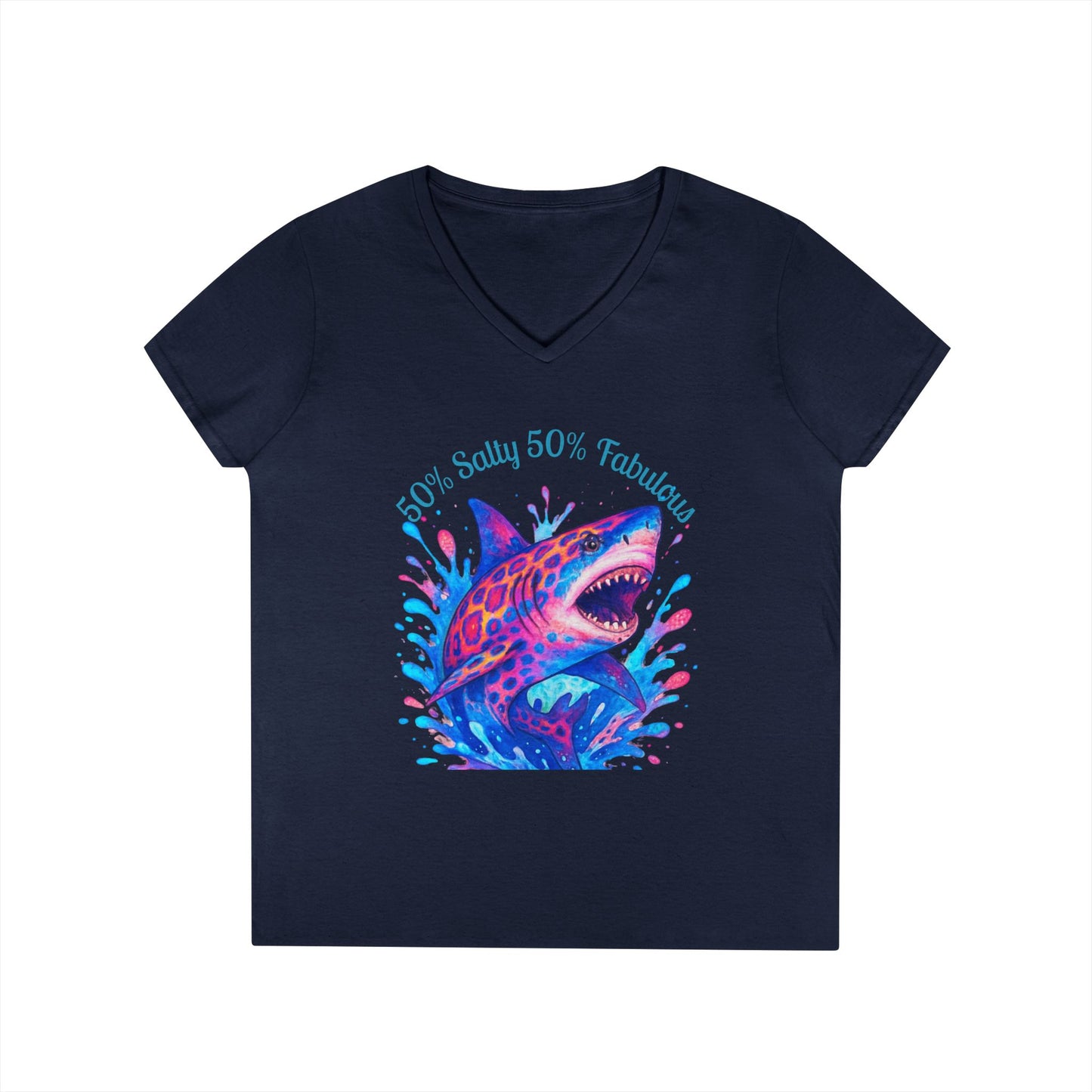 Salty Shark Ladies' V-Neck T-Shirt