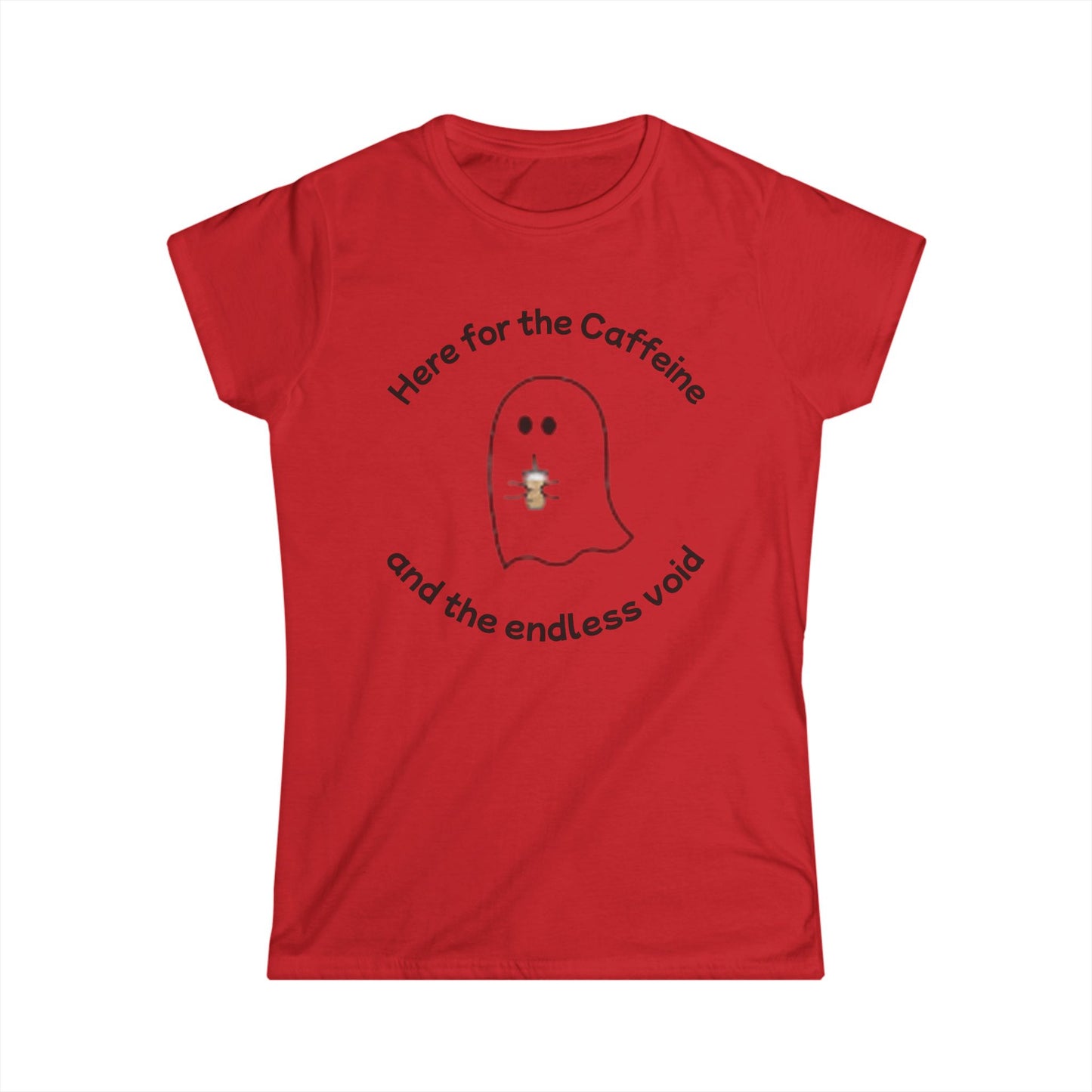 Caffeine and Endless Void Softstyle Tee, Ghost-themed, soft, fitted tee