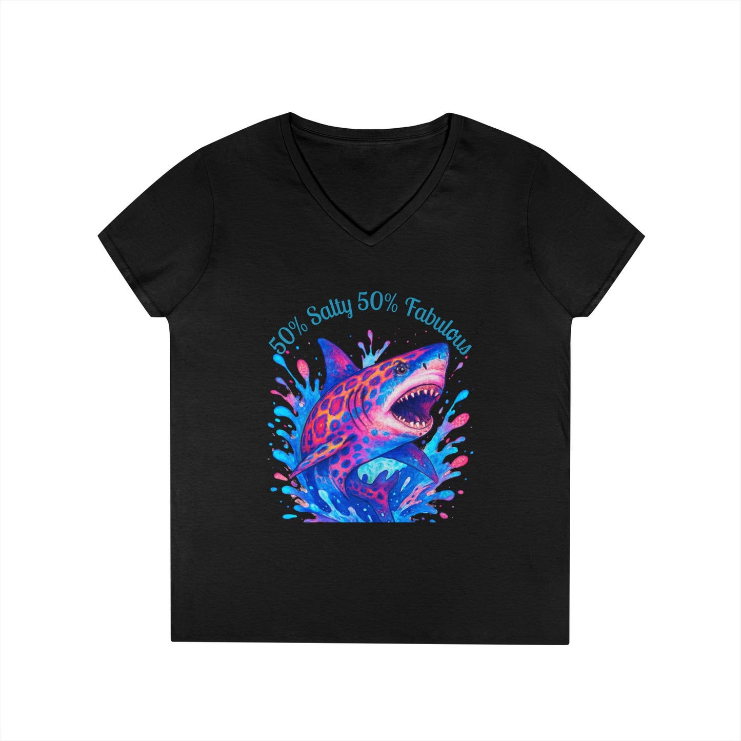 Salty Shark Ladies' V-Neck T-Shirt