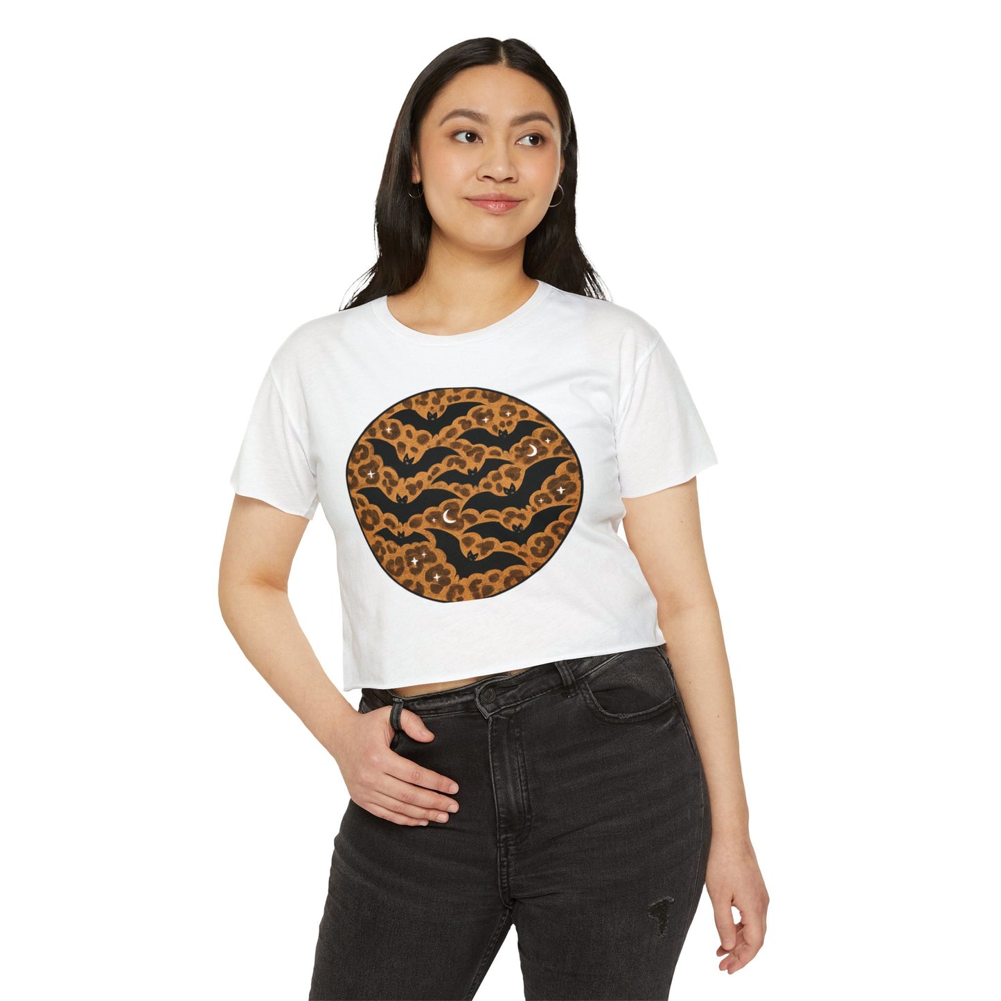 Leopard Print Bats Women's Crop Top