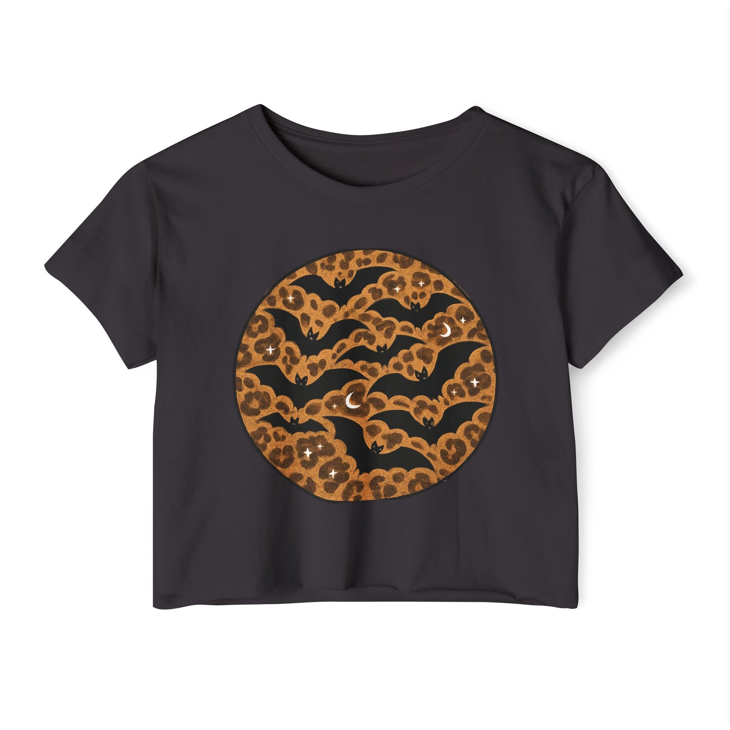 Leopard Print Bats Women's Crop Top