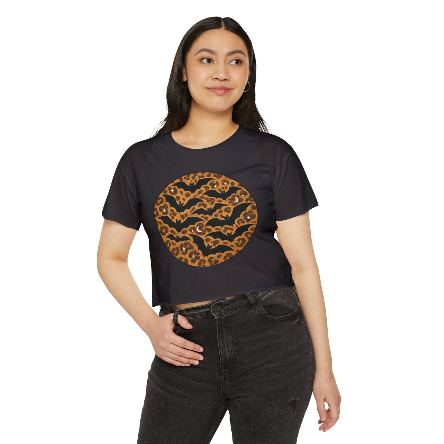 Leopard Print Bats Women's Crop Top
