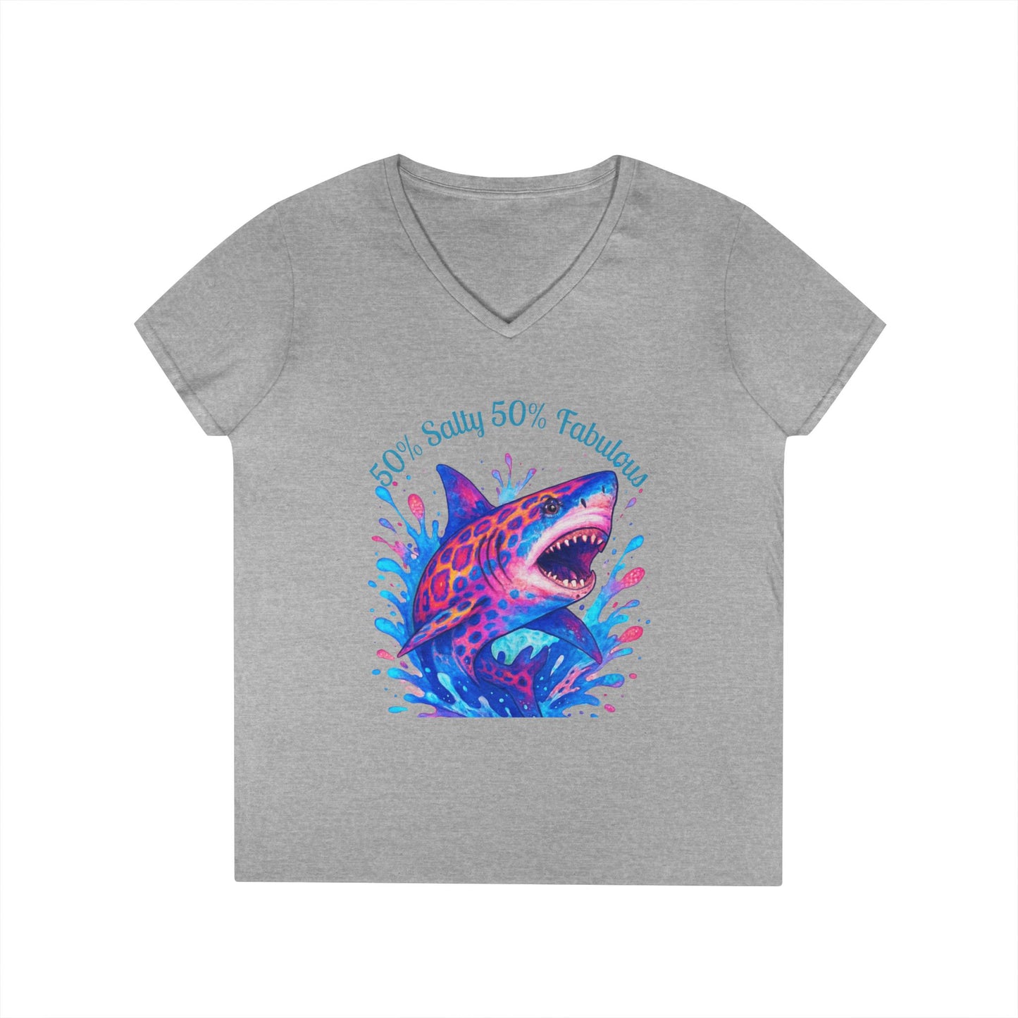 Salty Shark Ladies' V-Neck T-Shirt