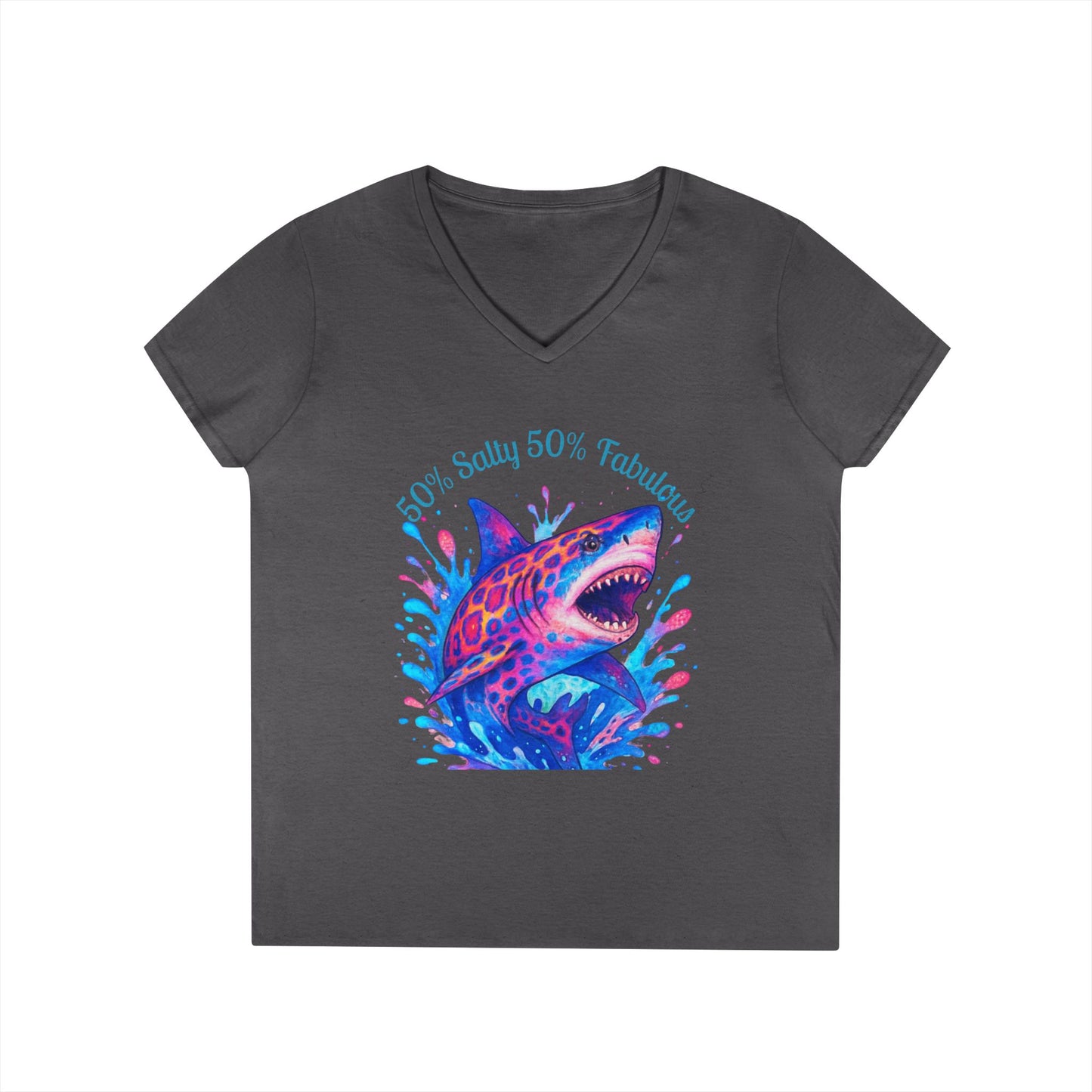 Salty Shark Ladies' V-Neck T-Shirt