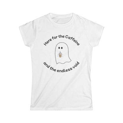 Caffeine and Endless Void Softstyle Tee, Ghost-themed, soft, fitted tee