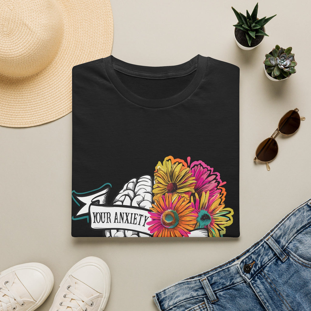 Anxiety Is A Lying Bitch T-Shirt — Floral Brain Mental Health Awareness Tee