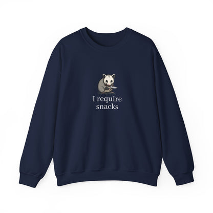 Possum “I require snacks” sweatshirt