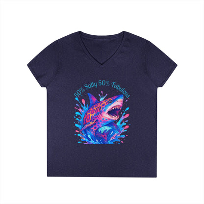 Salty Shark Ladies' V-Neck T-Shirt