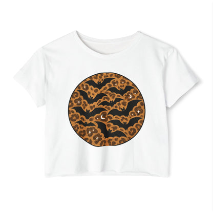 Leopard Print Bats Women's Crop Top