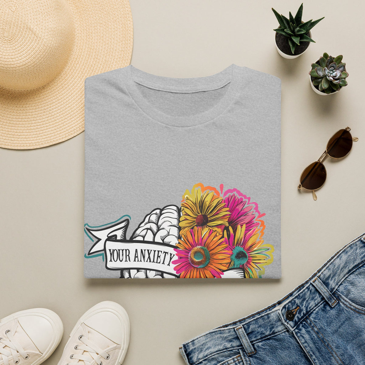 Anxiety Is A Lying Bitch T-Shirt — Floral Brain Mental Health Awareness Tee