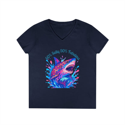 Salty Shark Ladies' V-Neck T-Shirt