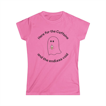 Caffeine and Endless Void Softstyle Tee, Ghost-themed, soft, fitted tee