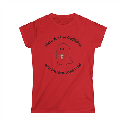 Caffeine and Endless Void Softstyle Tee, Ghost-themed, soft, fitted tee
