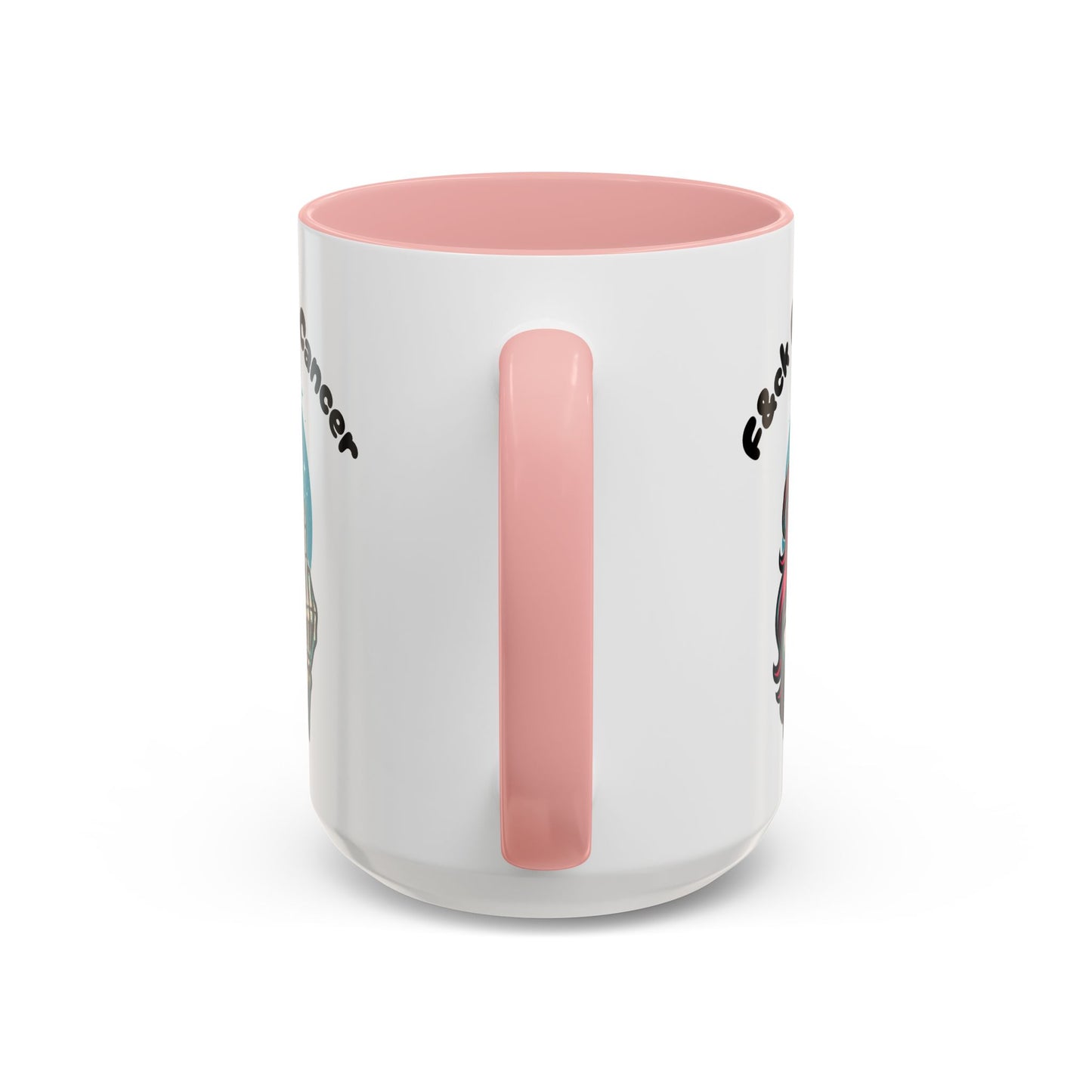 F*&ck Cancer Skeleton Mug — Pink-Haired Middle Finger Coffee Cup (11/15oz)