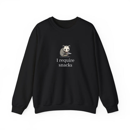 Possum “I require snacks” sweatshirt