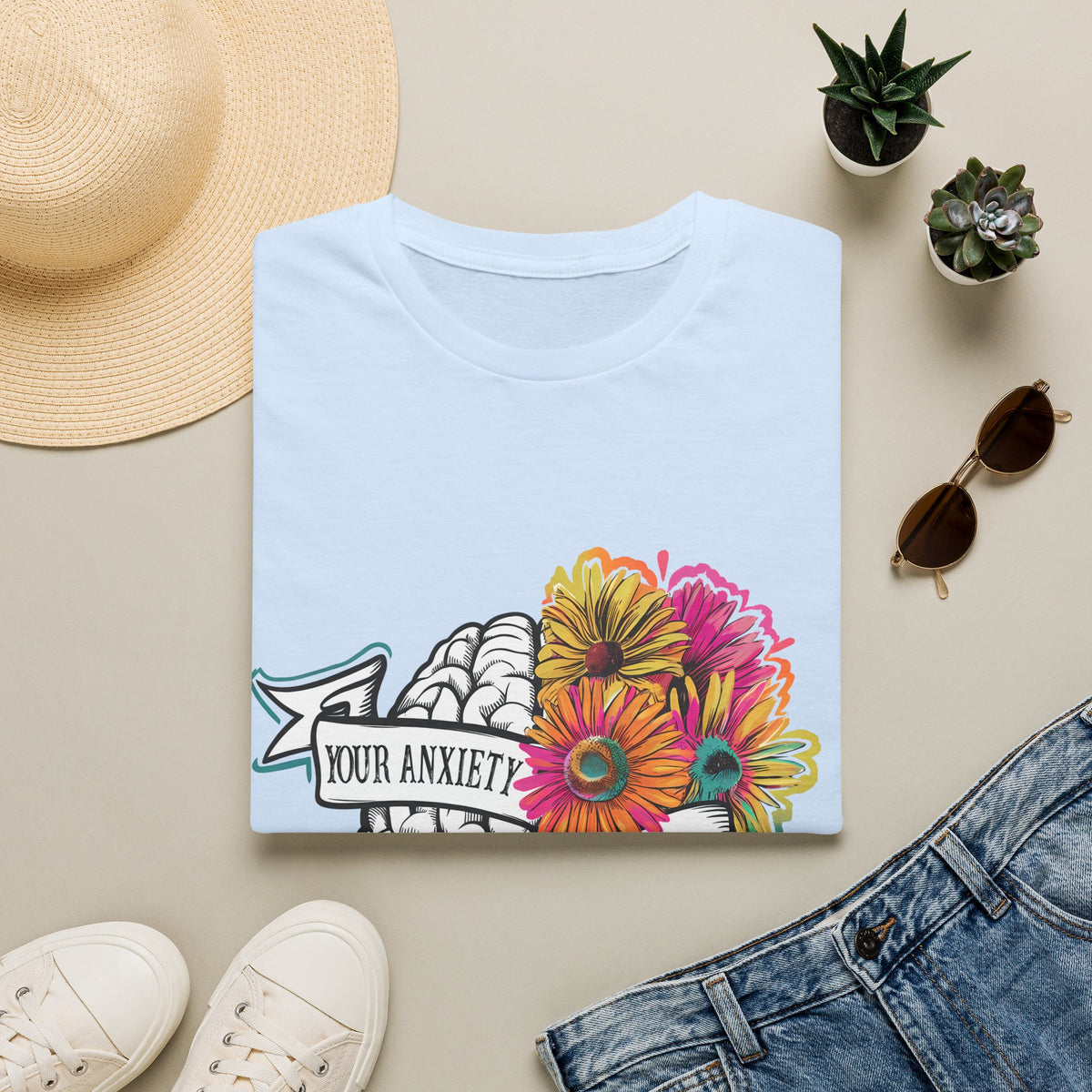 Anxiety Is A Lying Bitch T-Shirt — Floral Brain Mental Health Awareness Tee