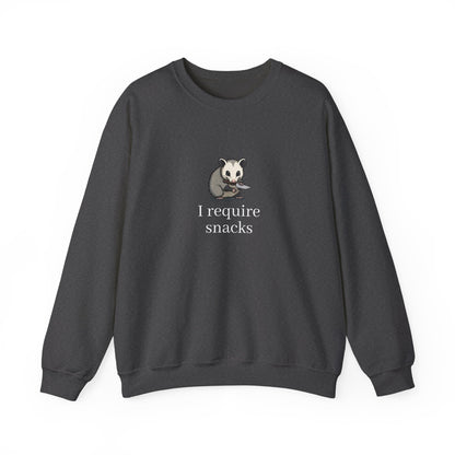 Possum “I require snacks” sweatshirt