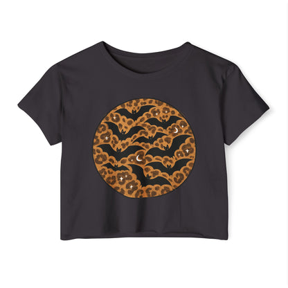 Leopard Print Bats Women's Crop Top