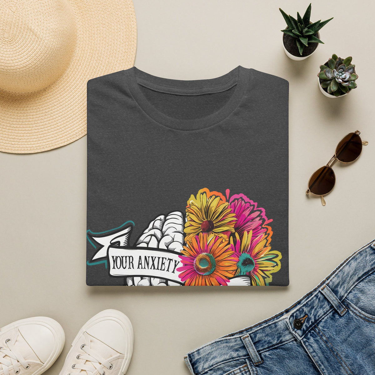 Anxiety Is A Lying Bitch T-Shirt — Floral Brain Mental Health Awareness Tee