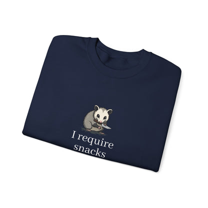 Possum “I require snacks” sweatshirt